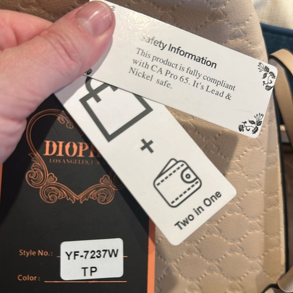 NWT Diophy Handbag Shoulder Bag Purse Cream Green Red Silver Stripes Vegan Tote - Picture 7 of 8